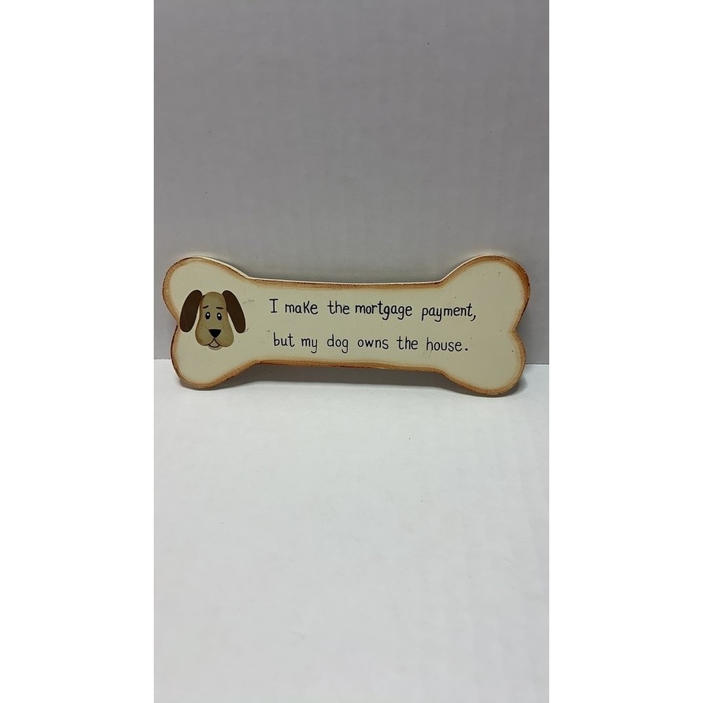 Vintage Dog Bone Shaped Wall Plaque with Humorous Quote‎